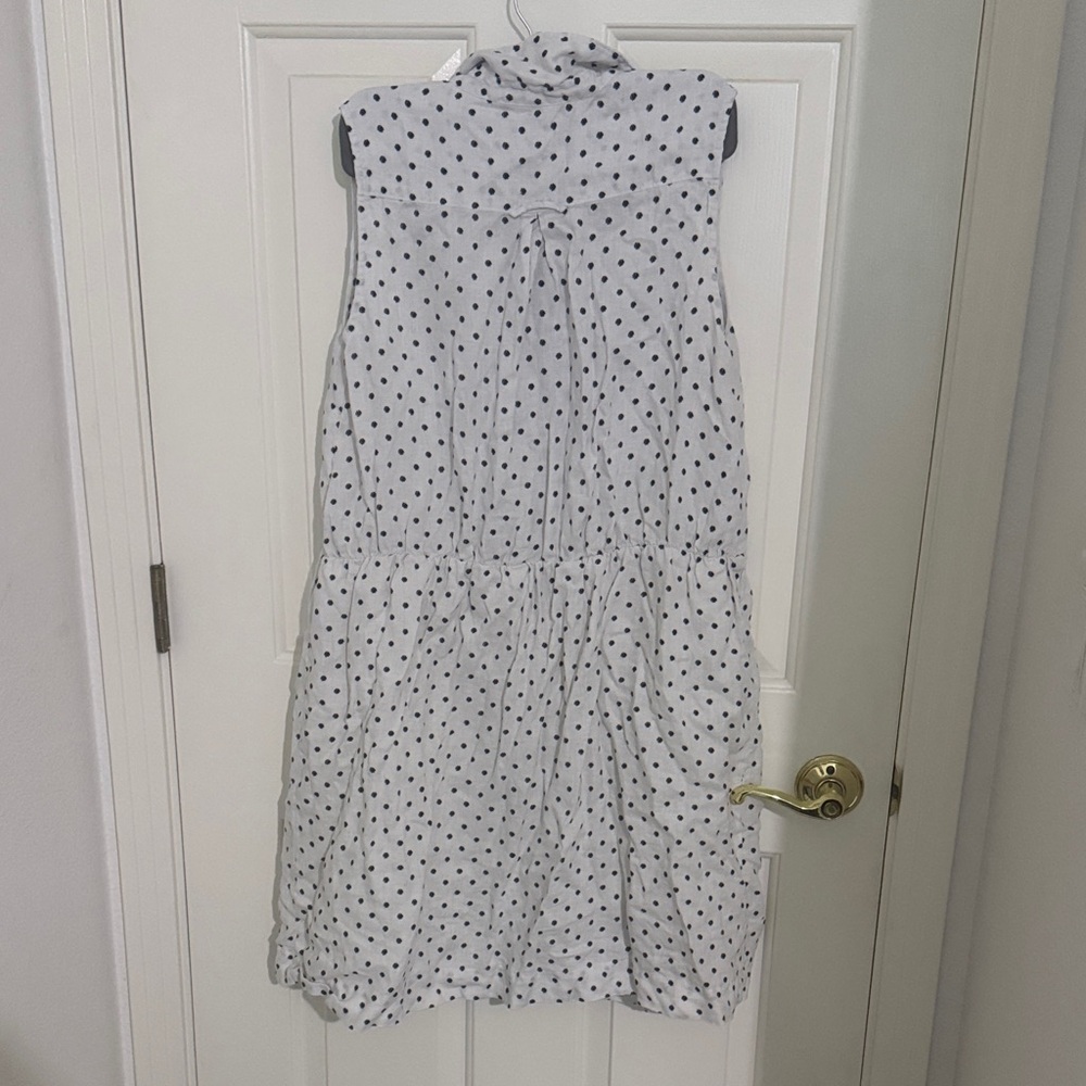 LOFT Linen Polka Dot Sleeveless Dress - Picture 4 of 6